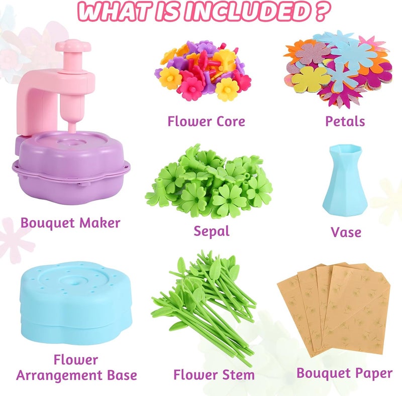 DAISRED Flower Craft Kits Toys Valentines Day Gifts for Kids, Arts and Crafts for Girls Ages 4-6-8, DIY Flower Making Kit for Kids, Art Craft Activity Toys, Birthday Gifts for 4 5 6 7 8 9 Year Old Girls Boys - Image 2
